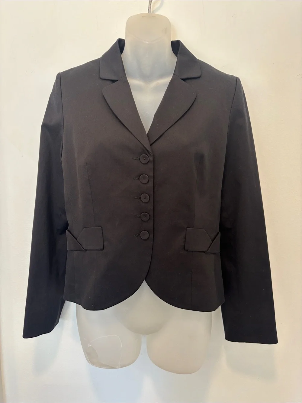 JOSEPH Classic Black 5 Button Tailored Jacket With Faux Pockets Size 2 France - Picture 5 of 8